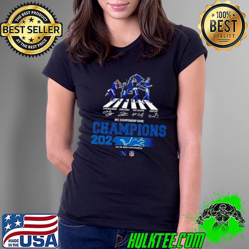 Congrats Detroit Lions Are 2024 NFC Champions NFL Playoffs Team Abbey Road To The Victory Signatures Shirt