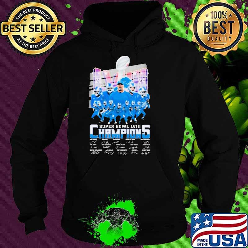 Detroit Lions Super Bowl LVIII 2024 Champions Signatures Shirt Hoodie Detroit Lions Super Bowl LVIII 2024 Champions Signatures Shirt Hoodie