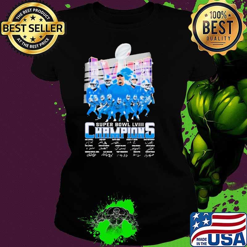 Detroit Lions Super Bowl LVIII 2024 Champions Signatures Shirt Ladies tee Detroit Lions Super Bowl LVIII 2024 Champions Signatures Shirt Ladies tee