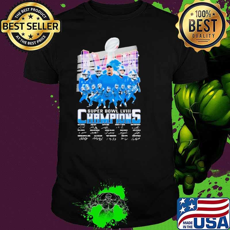 Detroit Lions Super Bowl LVIII 2024 Champions Signatures Shirt