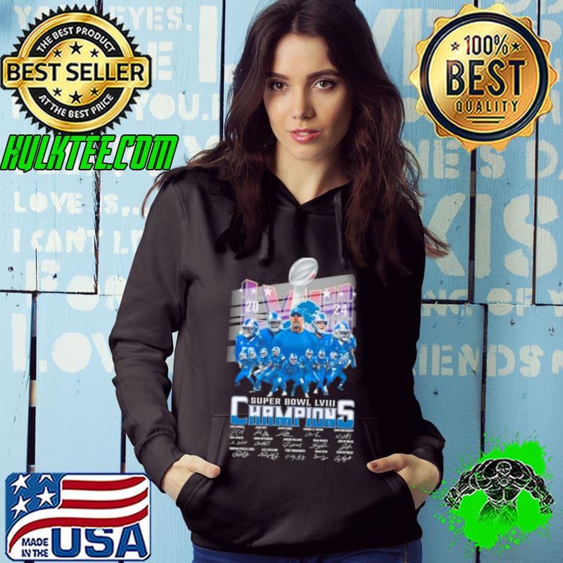 Detroit Lions Super Bowl LVIII 2024 Champions Signatures T Shirt