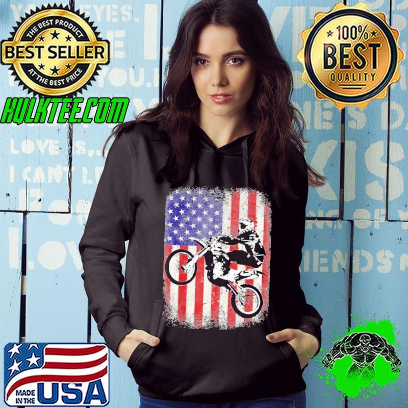 Dirt Bike American Flag Motocross Biker 4th Of July Shirt