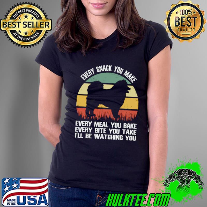 Every Snack Make Every Meal You Bake Every Bite Vintage Sunset Elegance Samoyed Dreams T-Shirt