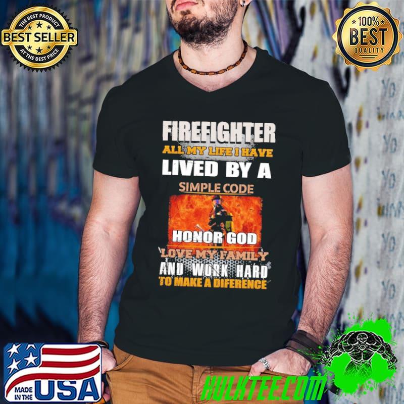 Firefighter all my life have lived by simple code honor god and work hard s Guys V Neck Firefighter all my life have lived by simple code honor god and work hard s Guys V Neck