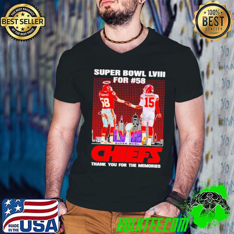 Funny kansas City Chiefs Super Bowl LVIII for 58 thank you for the memories signature shirt