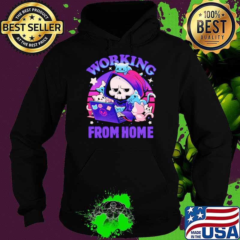 Grim Reaper working from home surrounded by cats shirt