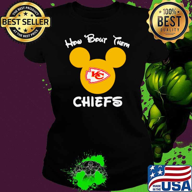 How bout them Kansas City Chiefs Mickey Mouse s Ladies tee How bout them Kansas City Chiefs Mickey Mouse s Ladies tee