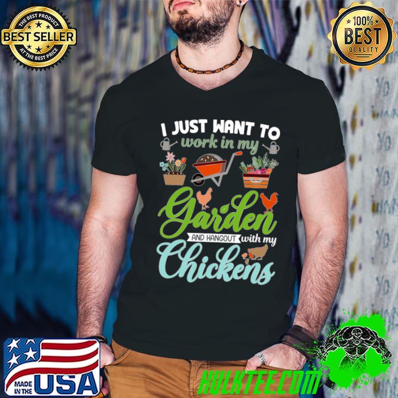 I Just Want To Work In My Garden And Chickens Gardener Gardening T-Shirt Guys V Neck I Just Want To Work In My Garden And Chickens Gardener Gardening T-Shirt Guys V Neck