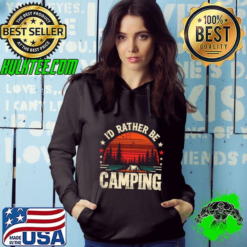 I'd Rather Be Camping Wilderness Woods Sunset Retro T-Shirt
