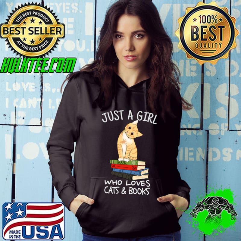 Just A Girl Who Loves Books And Cats Reading T-Shirt