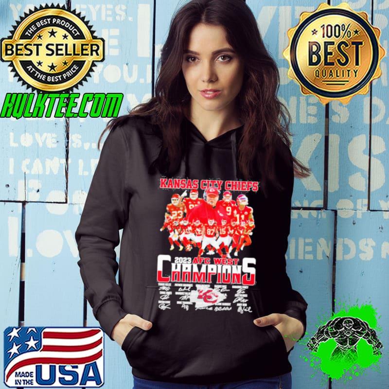 Kansas City Chiefs 2023 Afc West Champions Road To Las Vegas Super Bowl Signatures Shirt