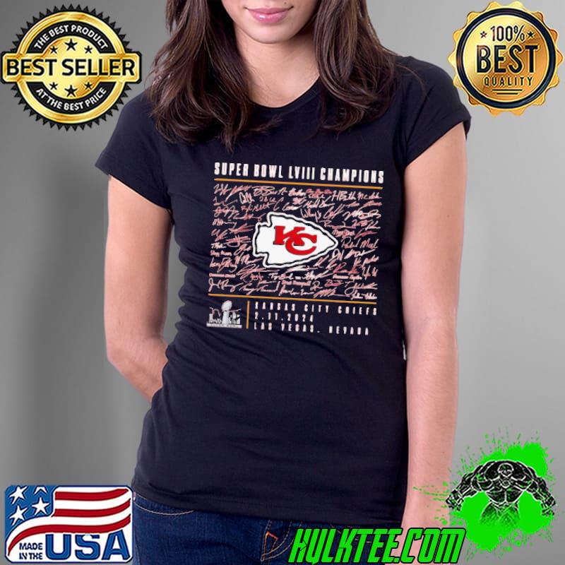 Kansas City Chiefs Super Bowl LVIII Champions Roster Autograph Signing 2024 Shirt Ladies Tee Kansas City Chiefs Super Bowl LVIII Champions Roster Autograph Signing 2024 Shirt Ladies Tee
