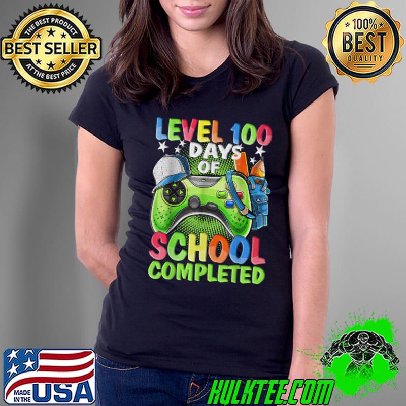 Level 100 Days Of School Completed Video Games Gamer T-Shirt
