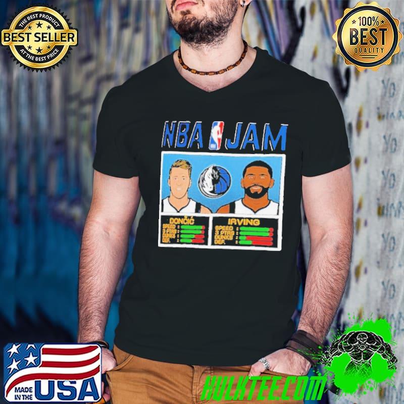 Luka Dončić and Kyrie Irving Dallas Mavericks NBA Jam Tri-Blend T-s Guys V Neck Luka Dončić and Kyrie Irving Dallas Mavericks NBA Jam Tri-Blend T-s Guys V Neck