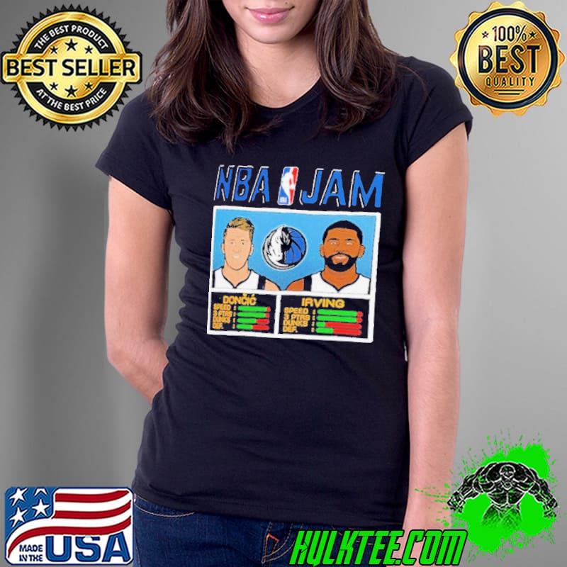 Luka Dončić and Kyrie Irving Dallas Mavericks NBA Jam Tri-Blend T-s Ladies Tee Luka Dončić and Kyrie Irving Dallas Mavericks NBA Jam Tri-Blend T-s Ladies Tee