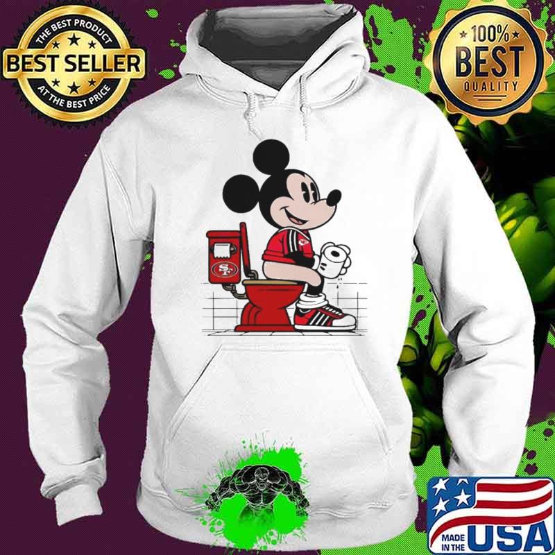 Mickey mouse Chiefs sitting on 49ers shirt