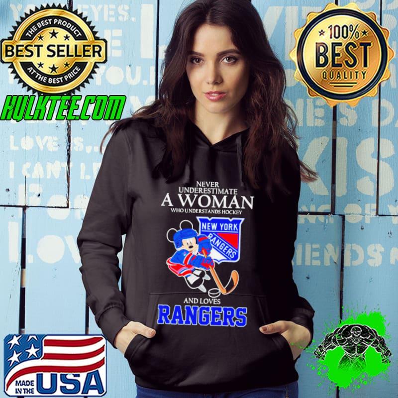 Mickey never underestimate a woman who understands hockey and loves New York Rangers s Hoodie Mickey never underestimate a woman who understands hockey and loves New York Rangers s Hoodie