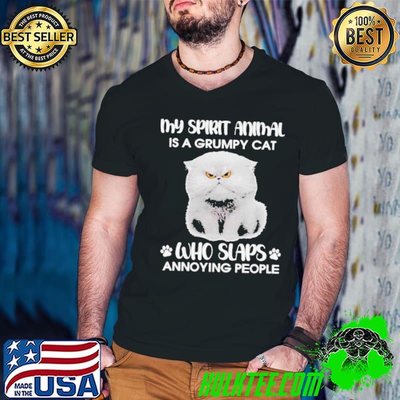 My spirit animal is a grumpy cat who slaps annoying people 2024 shirt