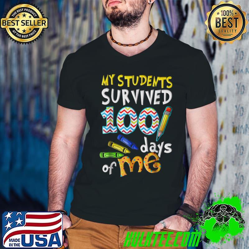 My Students Survived 100 Days Of Me Teacher Student T-Shirt Guys V Neck My Students Survived 100 Days Of Me Teacher Student T-Shirt Guys V Neck