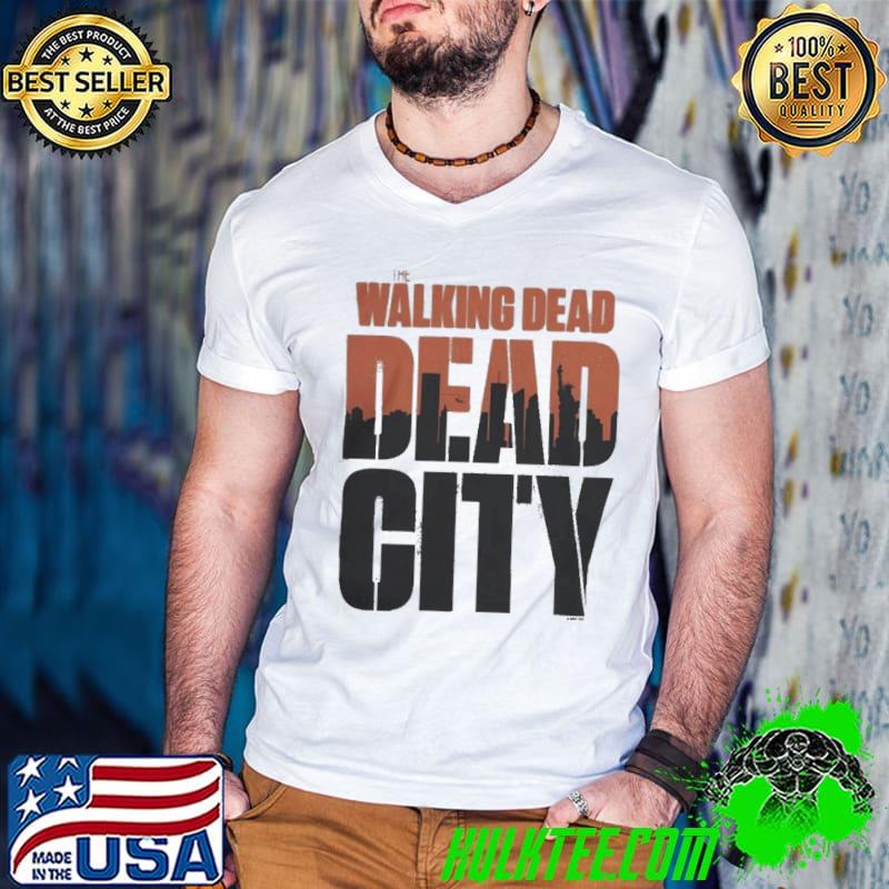 Official the Walking Dead City Skyline Shirt Guys V Neck Official the Walking Dead City Skyline Shirt Guys V Neck