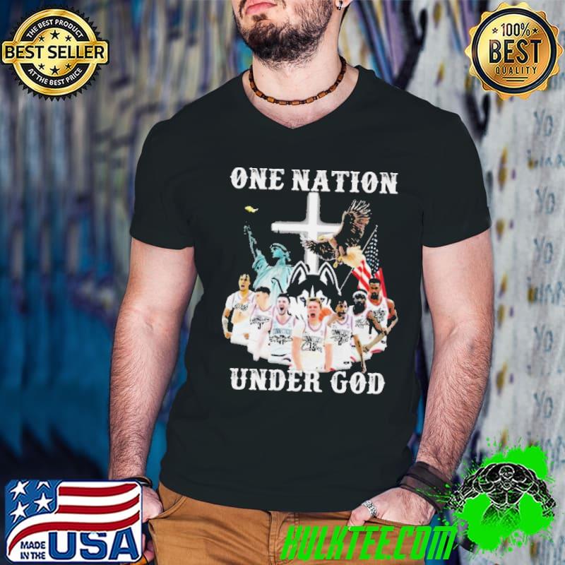 Original one Nation Under God Uconn Huskies Team Basketball 2024 Signatures Shirt