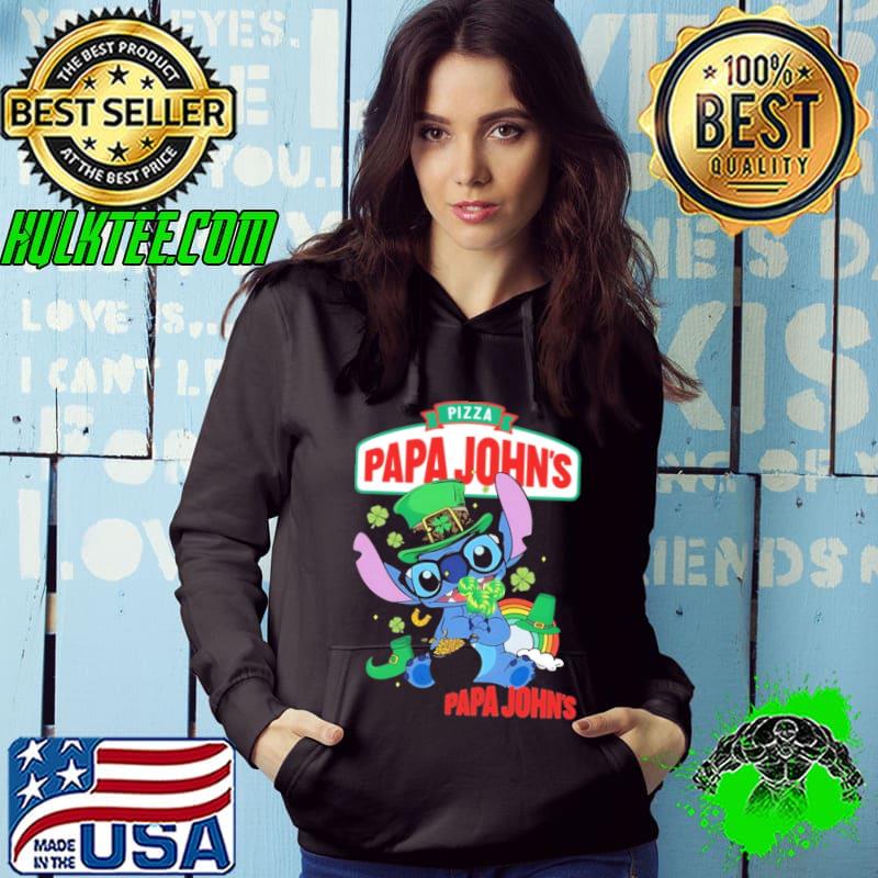 Papa John's Pizza Baby Stitch Rainbow St patrick's day shirt