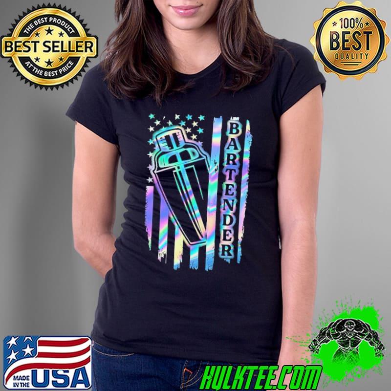 Proud Bartender American Flag Hologram s Ladies Tee Proud Bartender American Flag Hologram s Ladies Tee