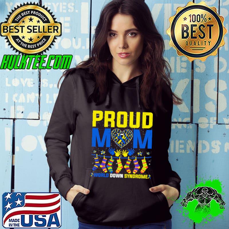 Proud Mom World Down Syndrome Day Heart Ribbons T-Shirt