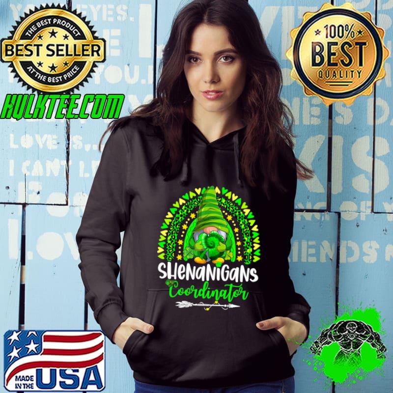 Shenanigans Coordinator Gnome St Patricks Day Teacher Rainbow Leopard T-Shirt