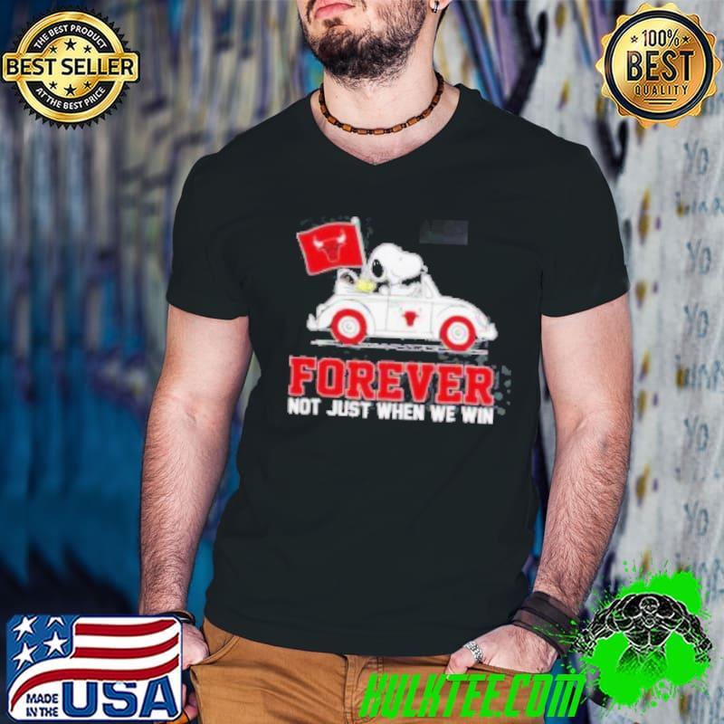 Snoopy and Woodstock driving car Chicago Bulls forever not just when we win shirt