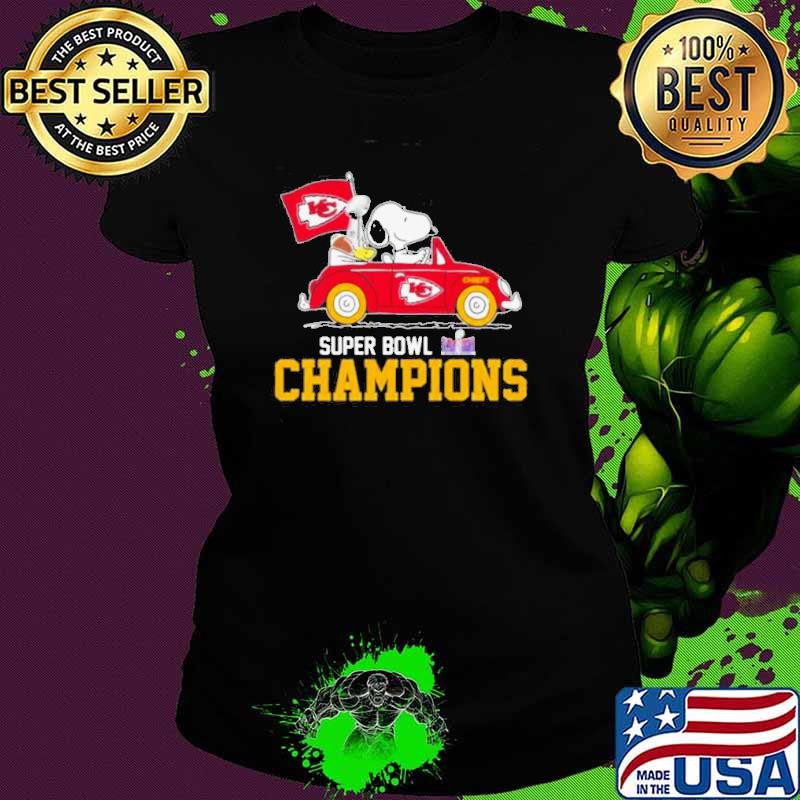 Snoopy And Woodstock Driving Car Kansas City Chiefs Super Bowl LVIII Champions Shirt