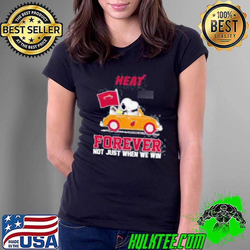 Snoopy and Woodstock driving car Miami Heat forever not just when we win s Ladies Tee Snoopy and Woodstock driving car Miami Heat forever not just when we win s Ladies Tee