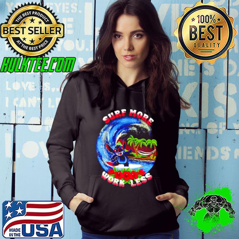 Stitch surf more work less shirt