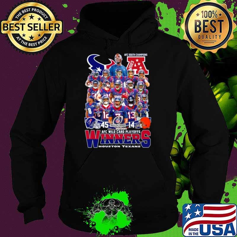 Texans 45 14 Browns AFC Wild Card Playoffs Winners Signatures Shirt Hoodie Texans 45 14 Browns AFC Wild Card Playoffs Winners Signatures Shirt Hoodie