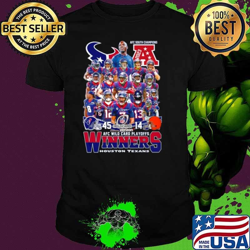 Texans 45 14 Browns AFC Wild Card Playoffs Winners Signatures Shirt Unisex Texans 45 14 Browns AFC Wild Card Playoffs Winners Signatures Shirt Unisex