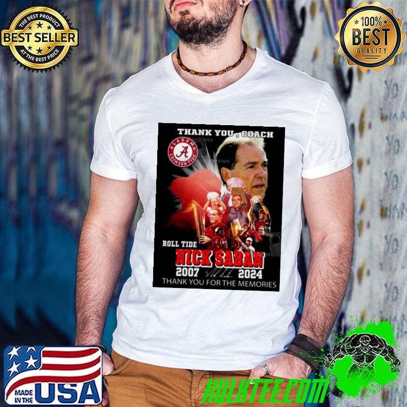 Thank You Coach Roll Tide Nick Saban 2004-2024 Thank You For The Memories Signature Shirt Guys V Neck Thank You Coach Roll Tide Nick Saban 2004-2024 Thank You For The Memories Signature Shirt Guys V Neck