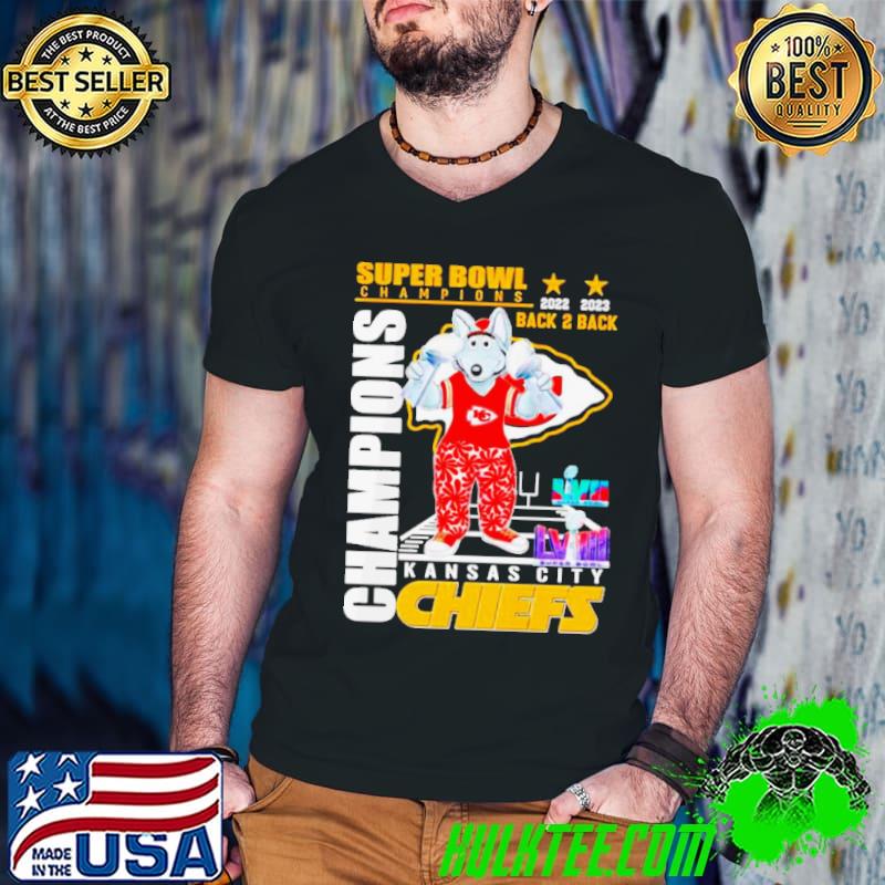 Top super Bowl Champions back 2 back Kansas City Chiefs mascot shirt