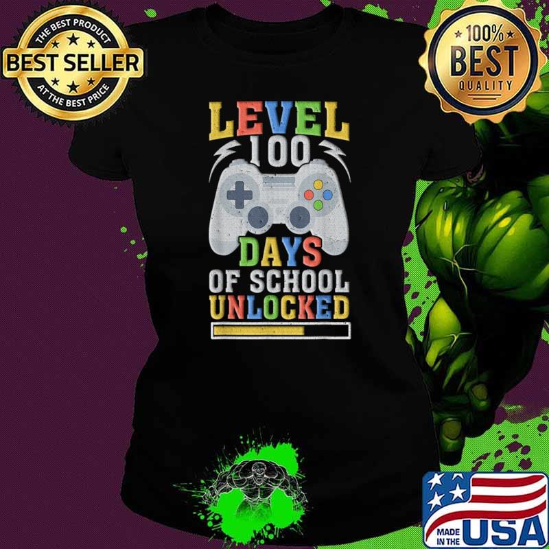 Video Gamer Level 100 Days Of School Unclock Retro T-Shirt Ladies tee Video Gamer Level 100 Days Of School Unclock Retro T-Shirt Ladies tee