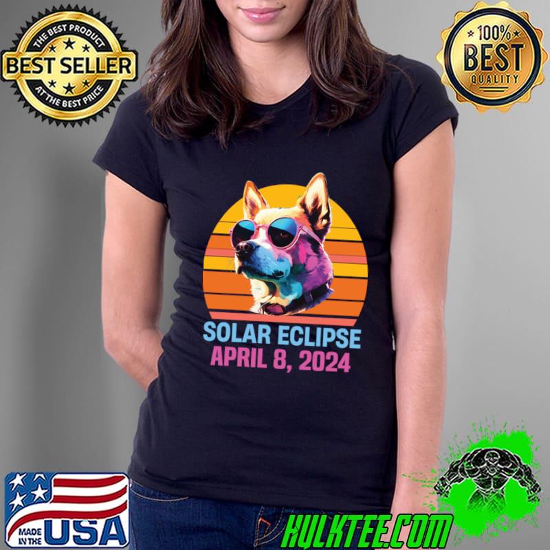 Vintage Sunset Dog Total solar eclipse 2024 T-Shirt