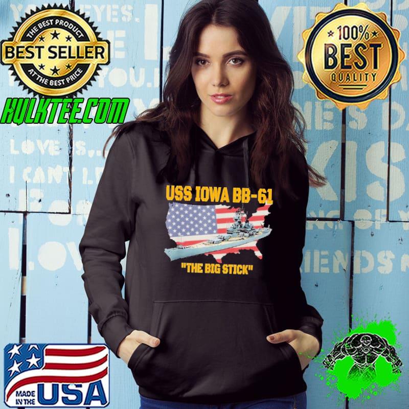 World War II Warship USS Iowa & WW2 BB 61 Battleship Veteran Usa Flag Shirt