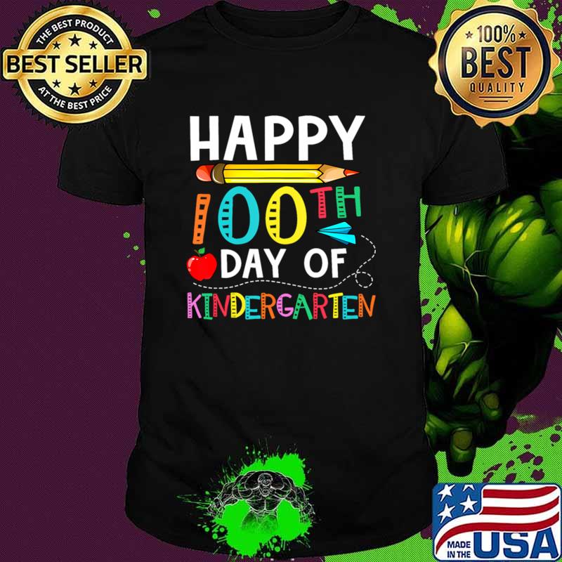 100 Days Of Kindergen Hap100Th Day Of School T-Shirt Unisex 100 Days Of Kindergen Hap100Th Day Of School T-Shirt Unisex