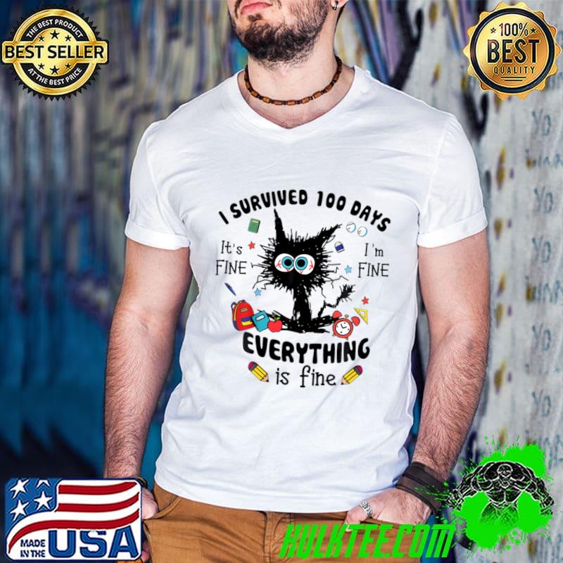 100th Day of School It's Fine Im Fine Everything Is Fine T-Shirt Guys V Neck 100th Day of School It's Fine Im Fine Everything Is Fine T-Shirt Guys V Neck