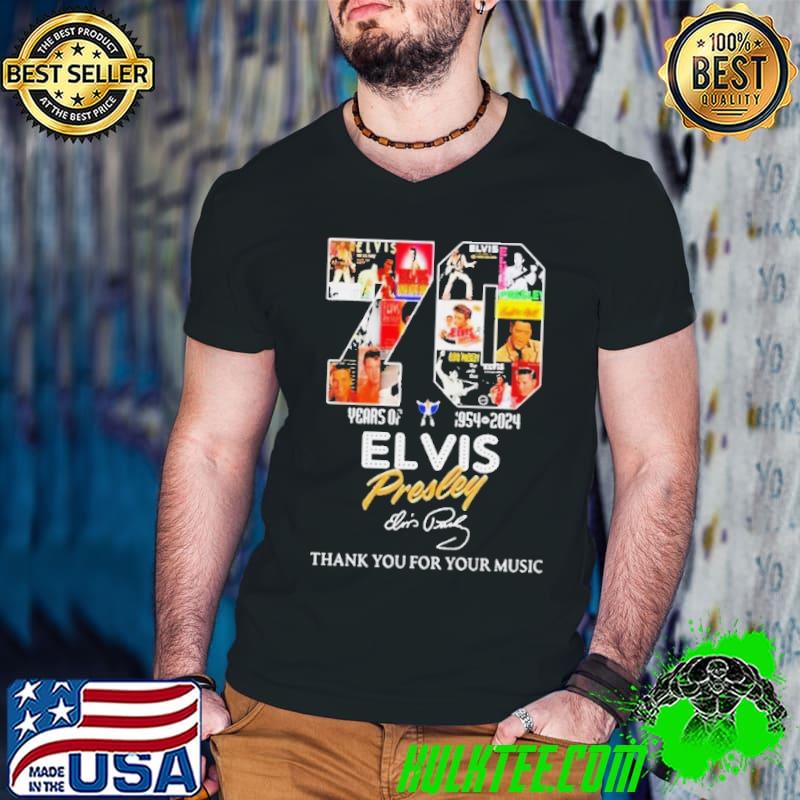 70 Years Of 1954 – 2024 Elvis Presley Thank You For Your Music Official s Guys V Neck 70 Years Of 1954 – 2024 Elvis Presley Thank You For Your Music Official s Guys V Neck