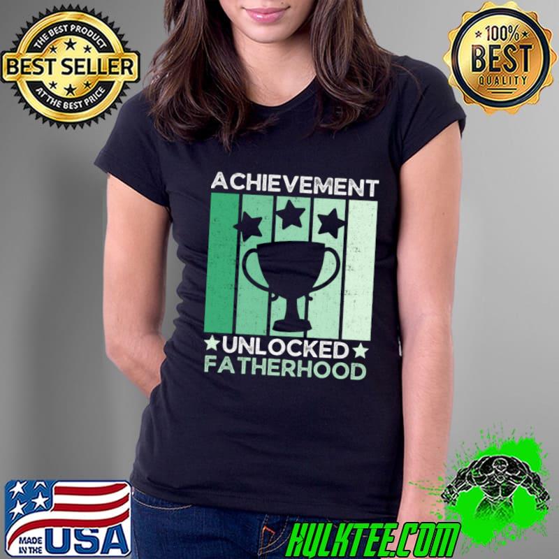 Achievement Unlocked Fatherhood Future Gamer Daddy Vintage Stars T-Shirt