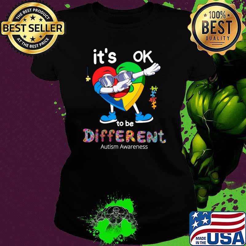 Autism Awareness heart Dabbing It's Ok To Be Different T-Shirt
