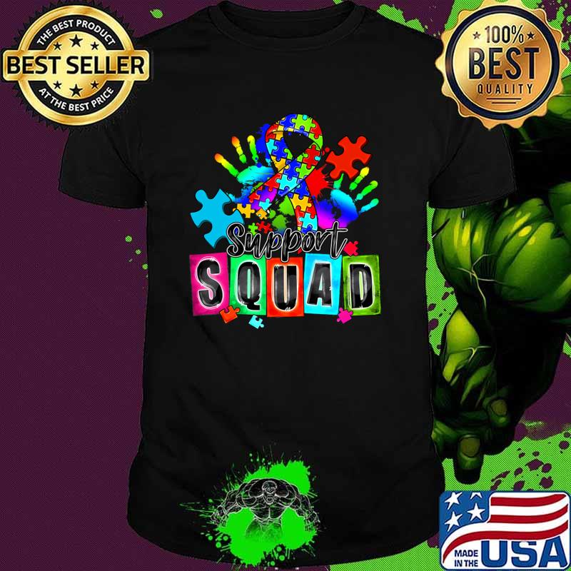 Autism Awareness Month Ribbon Support Squad Womens T-Shirt