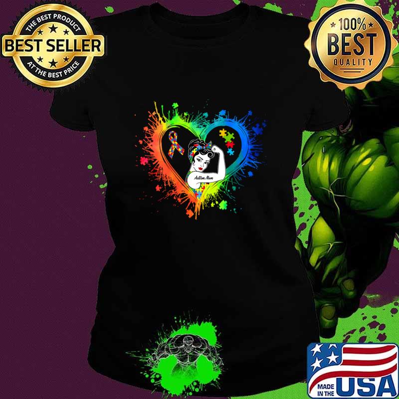 Autism Awareness Strong Woman Heart Watercolor T-Shirt