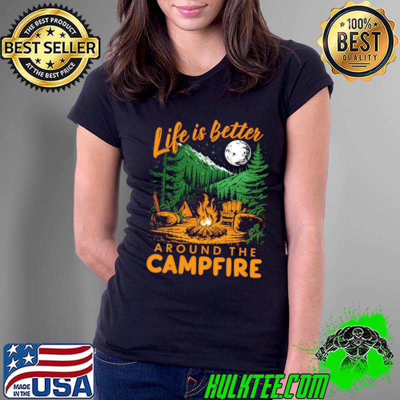 Awesome life Is Better Around The Campfire Forest Moon Retro T-Shirt