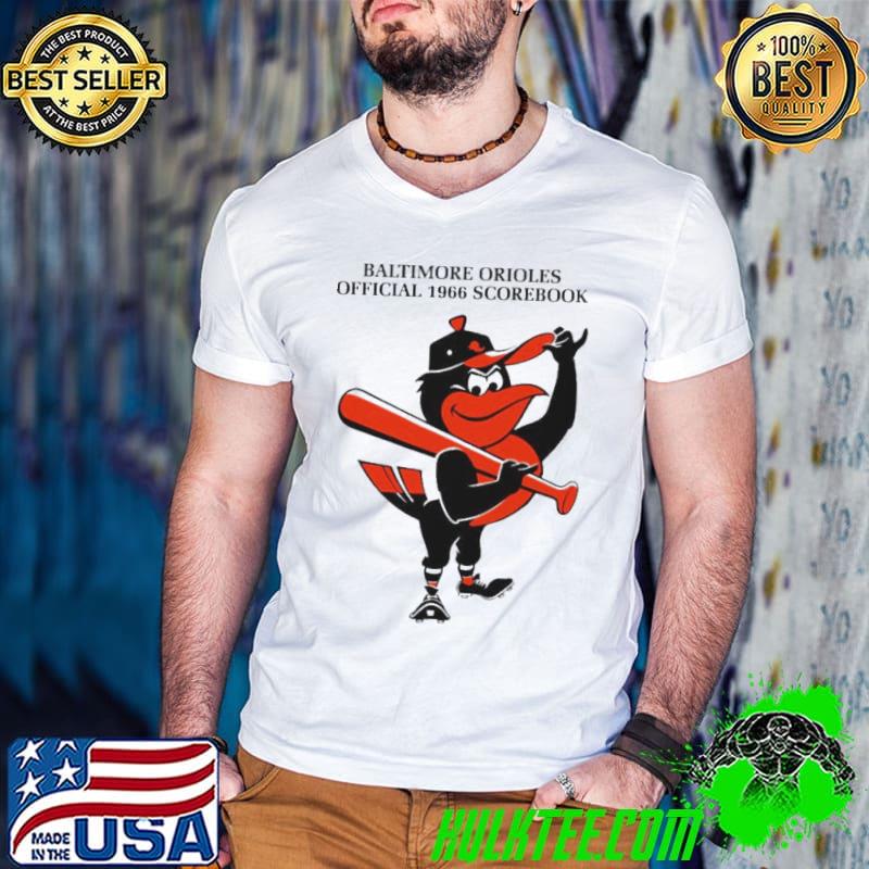 Baltimore Orioles Official 1966 Scorebook mascot s Guys V Neck Baltimore Orioles Official 1966 Scorebook mascot s Guys V Neck