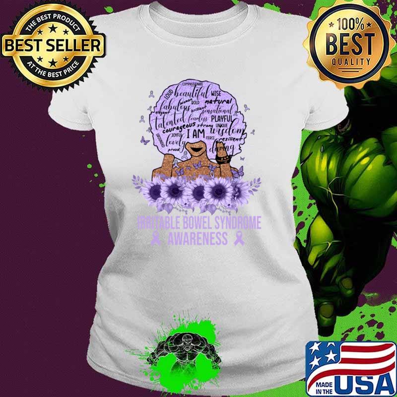 Beautiful Black Woman Irritable Bowel Syndrome Awareness Sunflower T-Shirt